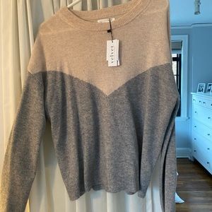 Velvet by Graham Spencer. Cream and grey cashmere sweater. NWT